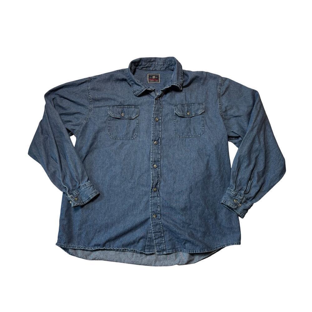 WRANGLER long sleeve Denim Button up Shirt, Men's Size XXL, Vintage 90's - Picture 1 of 11